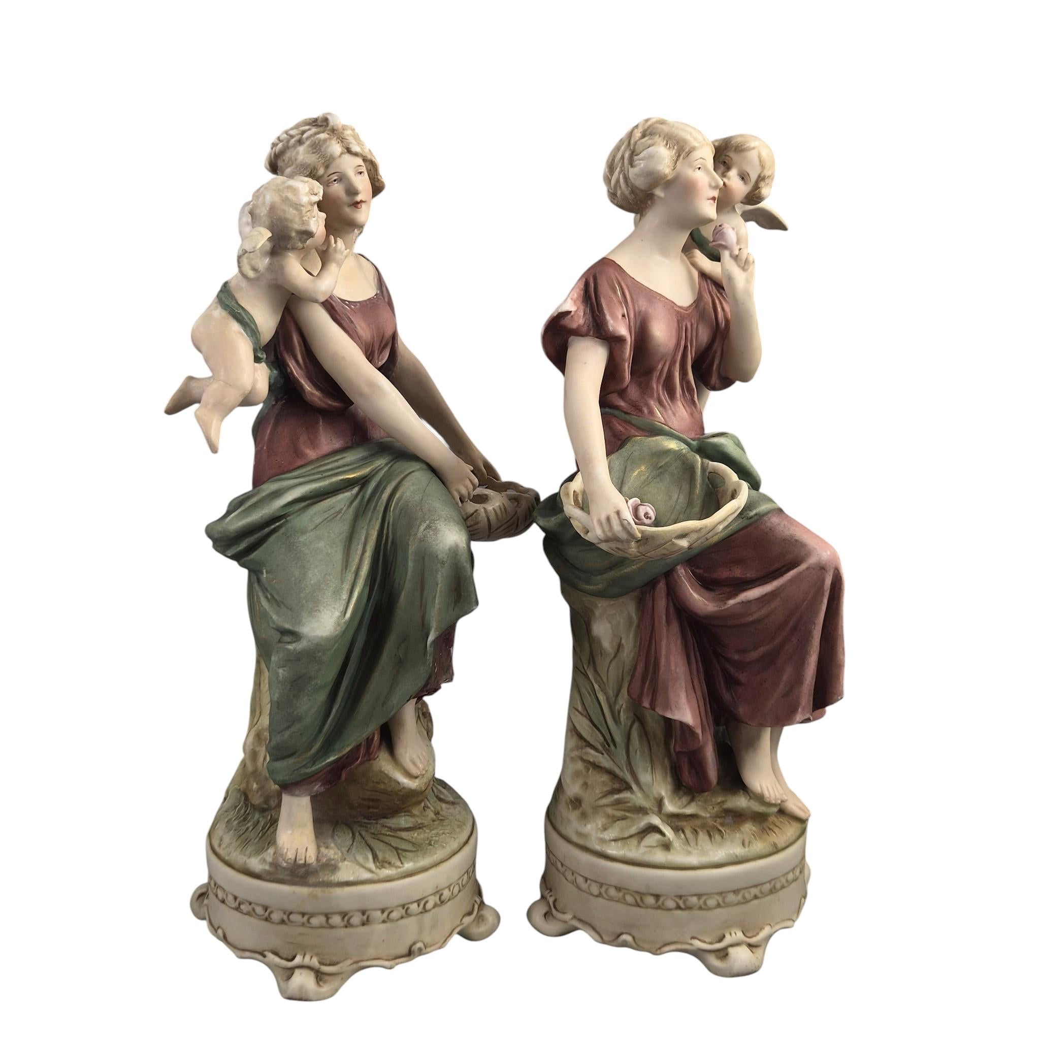 Royal Dux Art Nouveau Figures by H. Schubert, 1912