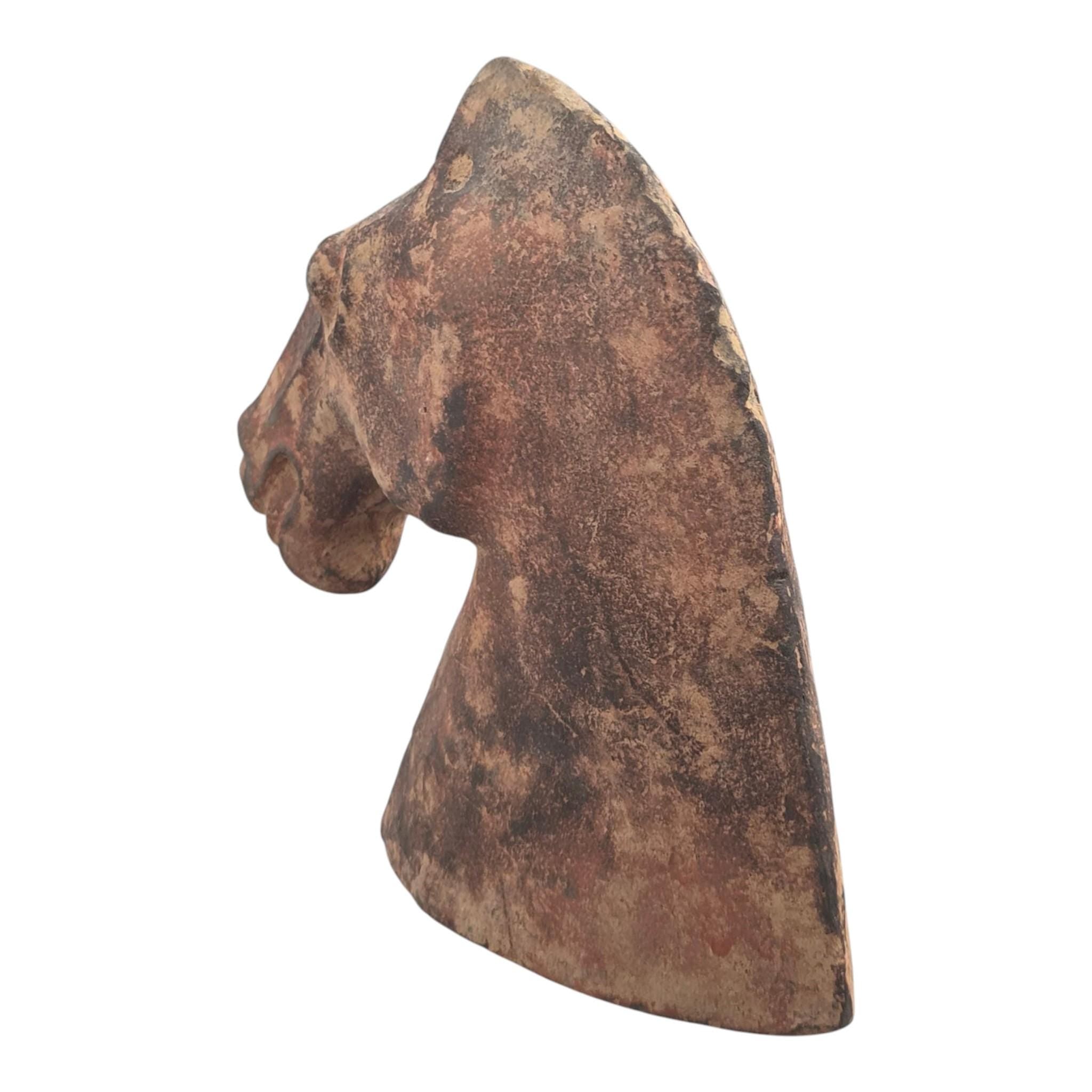 Chinese Han Dynasty Type Painted Terracotta Horse Head, Mingqi Tomb Figure