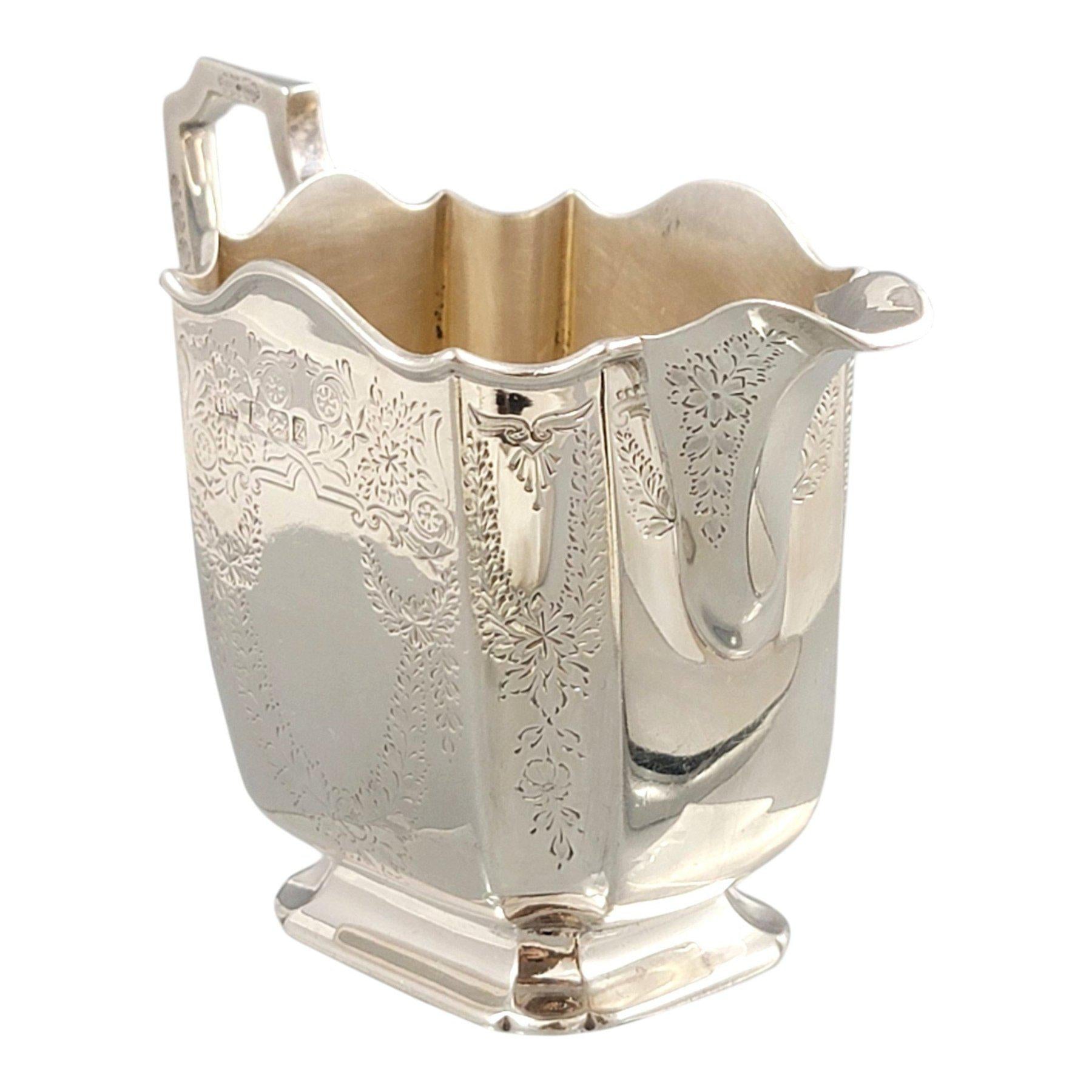 Victorian sterling silver tea service Atkin Brothers Sheffield 1892, four-piece antique silver teapot set with gilt sugar bowl, 1833 g