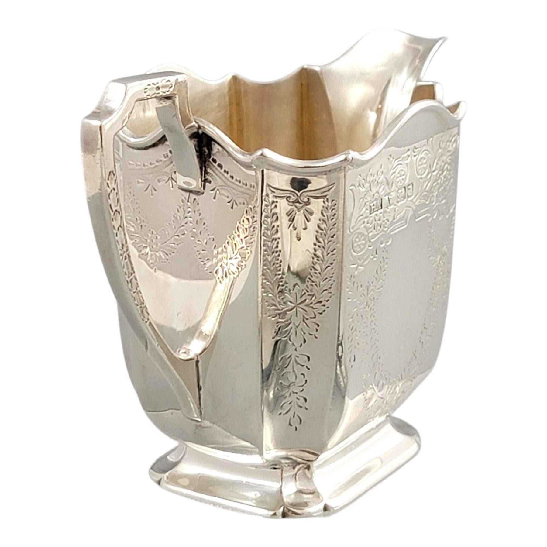 Victorian sterling silver tea service Atkin Brothers Sheffield 1892, four-piece antique silver teapot set with gilt sugar bowl, 1833 g