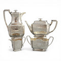 Victorian sterling silver tea service Atkin Brothers Sheffield 1892, four-piece antique silver teapot set with gilt sugar bowl, 1833 g