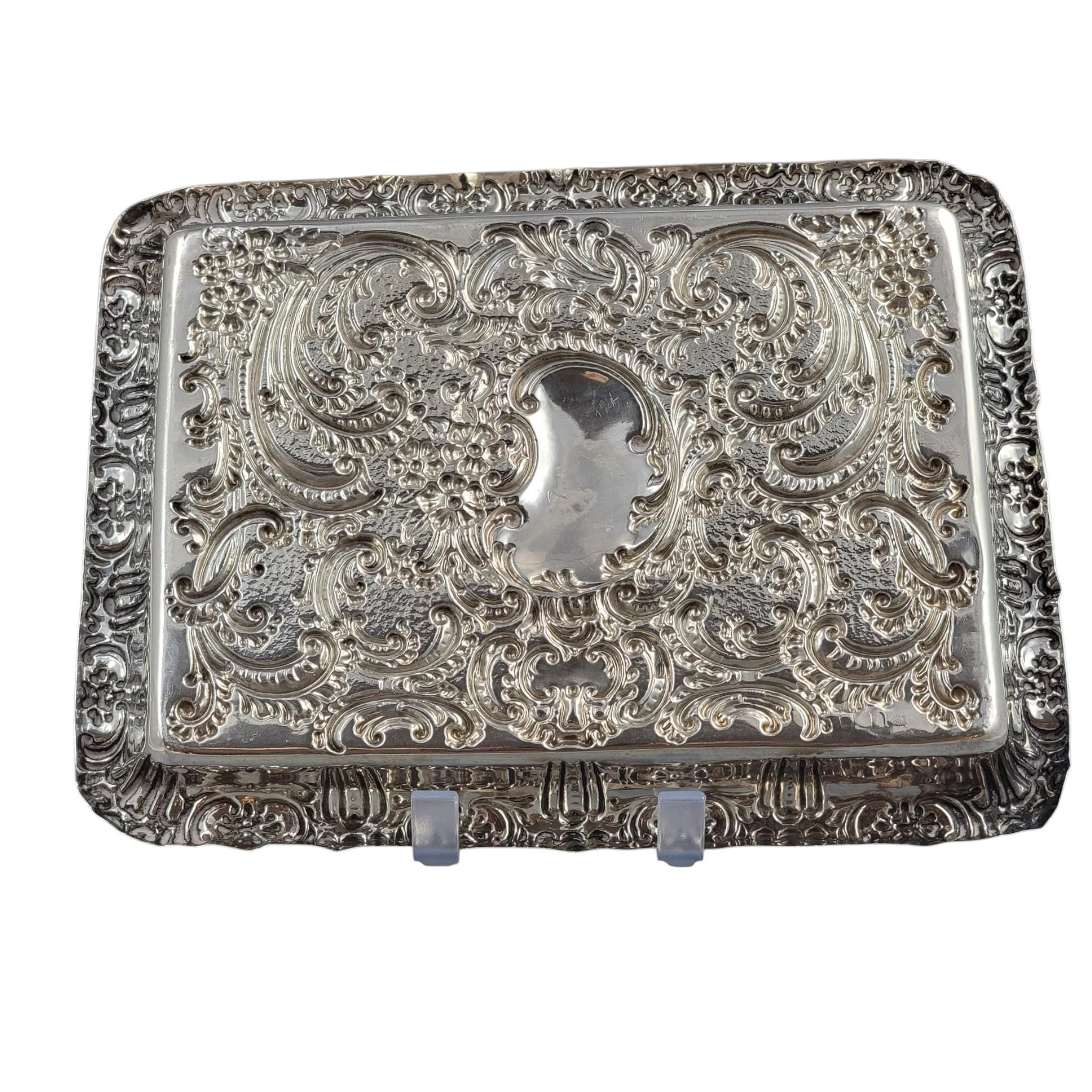 Antique Edwardian sterling silver card tray, Robert Pringle & Sons London 1904, Rococo Revival serving tray