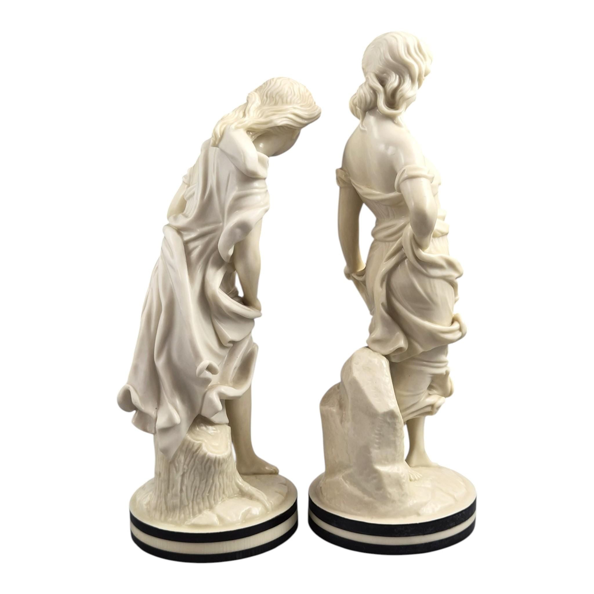 Royal Worcester The Breezes porcelain figures James Hadley cream Victorian pair c1865 rare cream glaze English porcelain