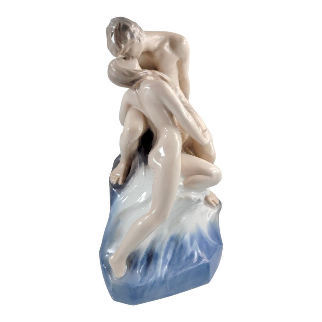 Royal Copenhagen Wave And Rock Theodor Lundberg Porcelain Sculpture Symbolist Figure Group Danish Art 1968 Model 1132