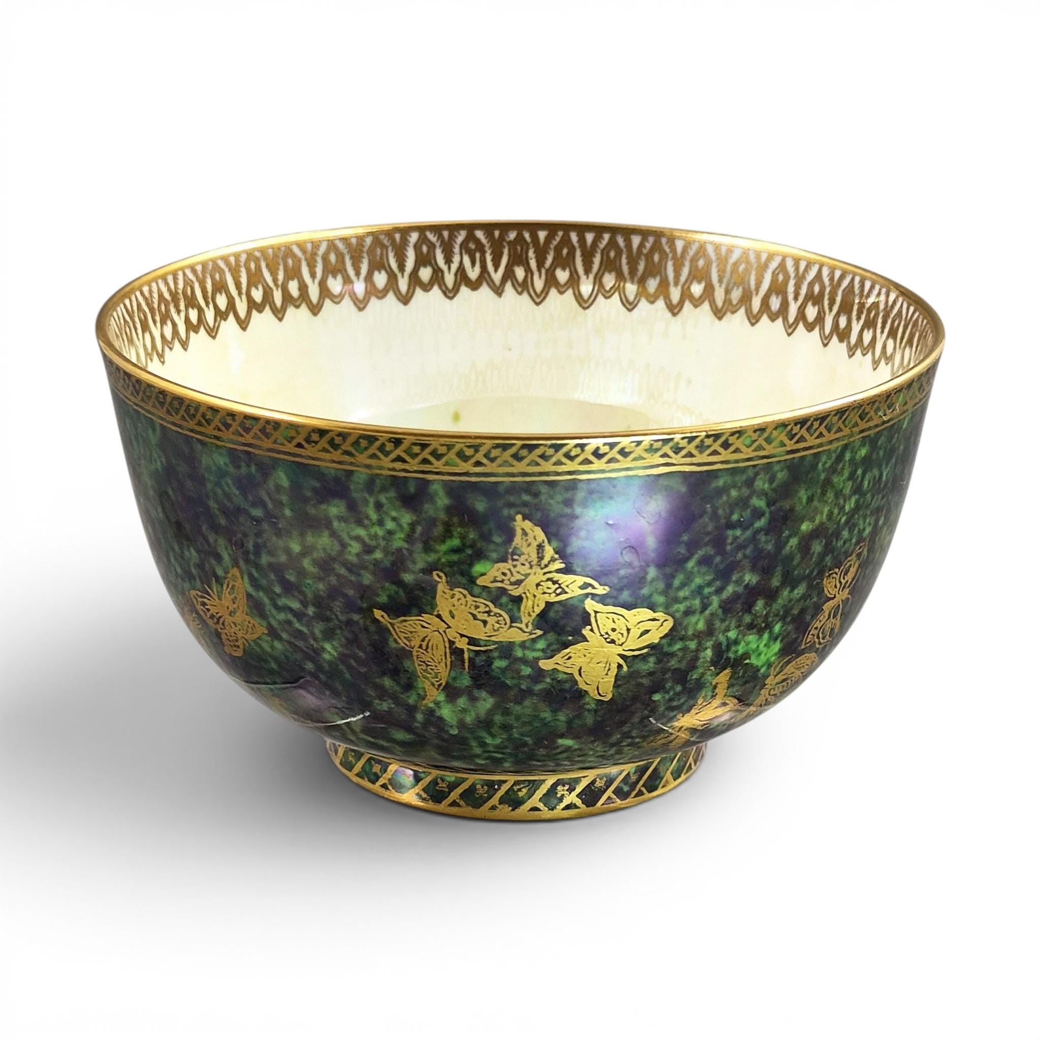 Daisy Makeig-Jones Wedgwood Fairyland Lustre green butterfly bowl c.1920