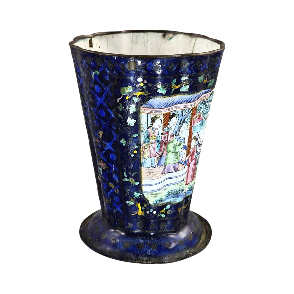 Chinese Canton enamel on copper vessel, Qing dynasty, famille rose, late 18th century
