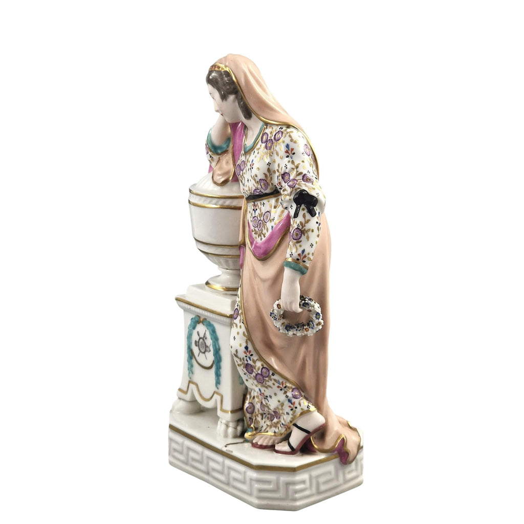 Rare Derby porcelain figure of Andromache weeping over Hector’s ashes, model 100, c.1778