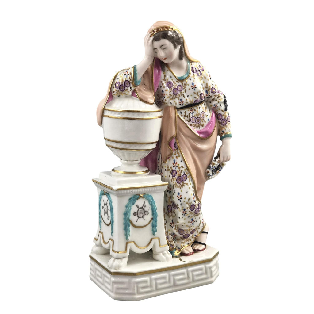Rare Derby porcelain figure of Andromache weeping over Hector’s ashes, model 100, c.1778