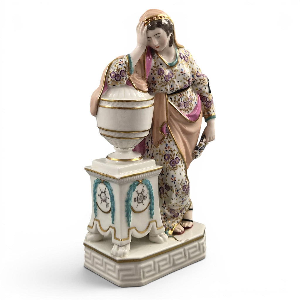 Rare Derby porcelain figure of Andromache weeping over Hector’s ashes, model 100, c.1778