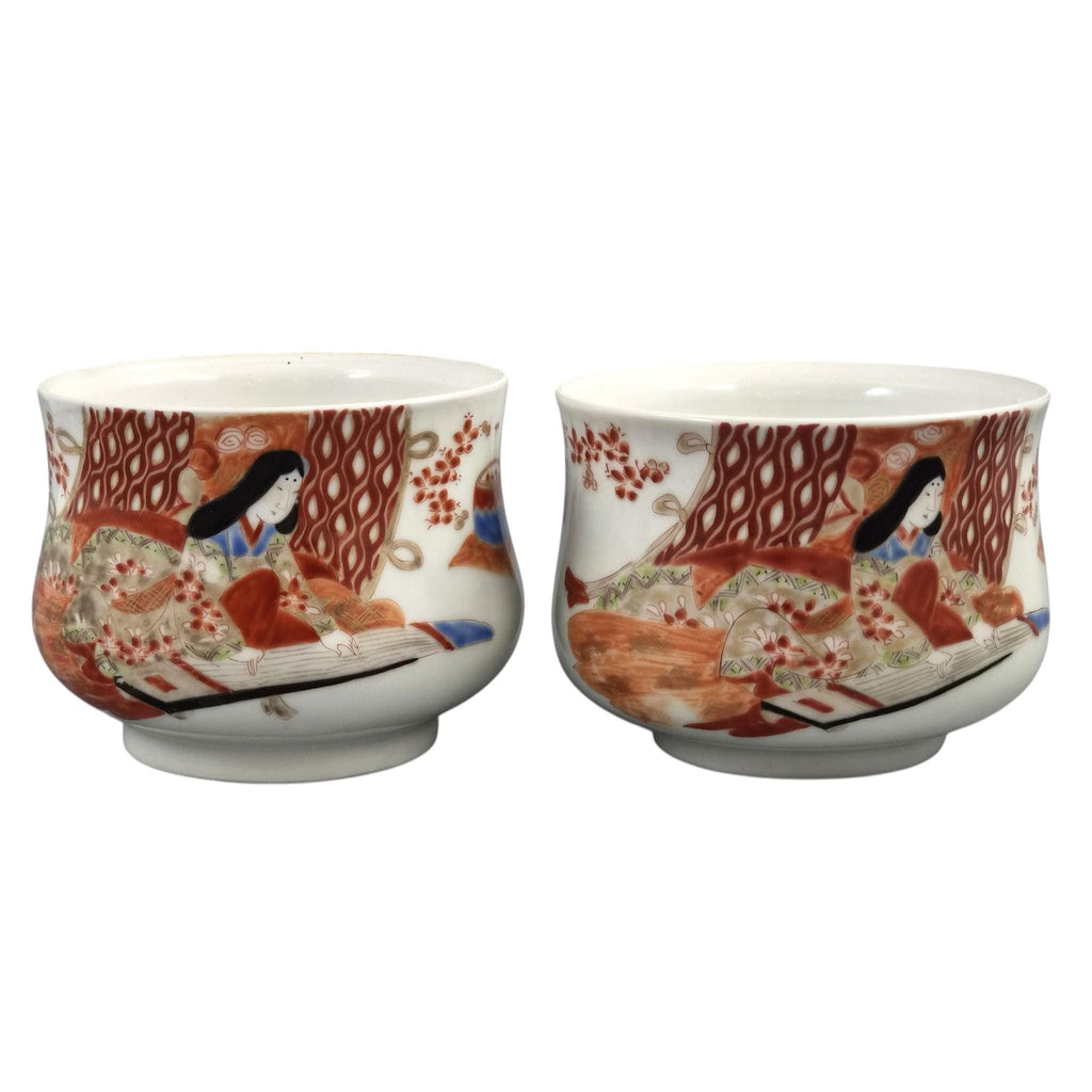 Rare Japanese Imari sencha tea cups by Gyokushi, Ginshōtei studio, c.1890