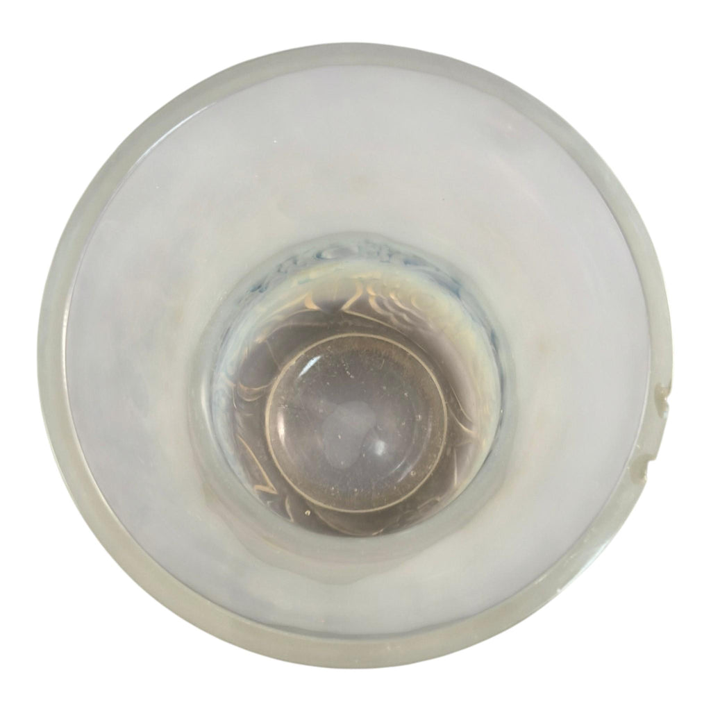 Lalique Renoncules opalescent glass vase, blue tone, France, mid-20th century