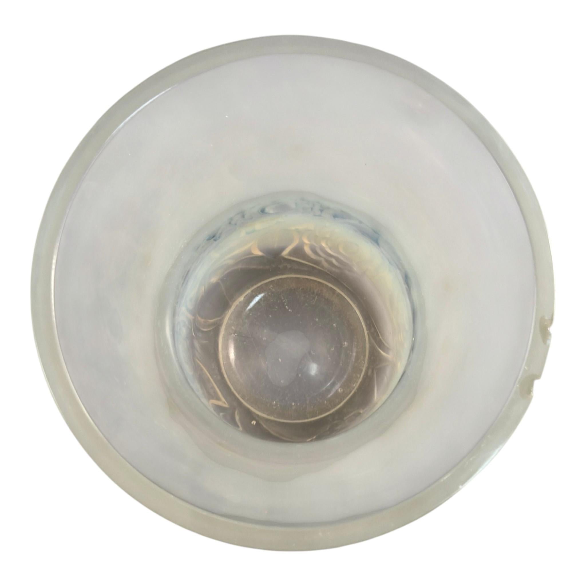 Lalique Renoncules opalescent glass vase, blue tone, France, mid-20th century