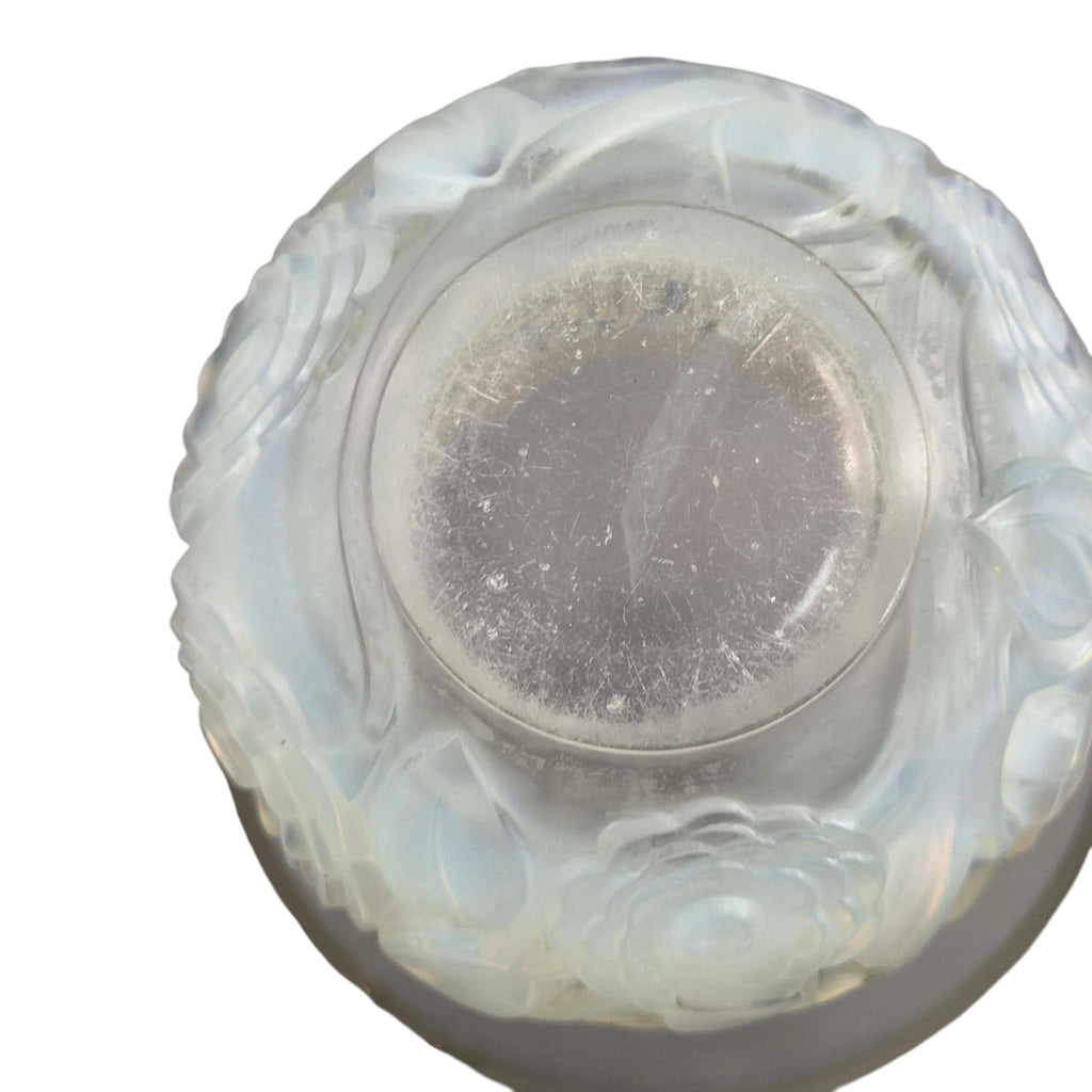 Lalique Renoncules opalescent glass vase, blue tone, France, mid-20th century