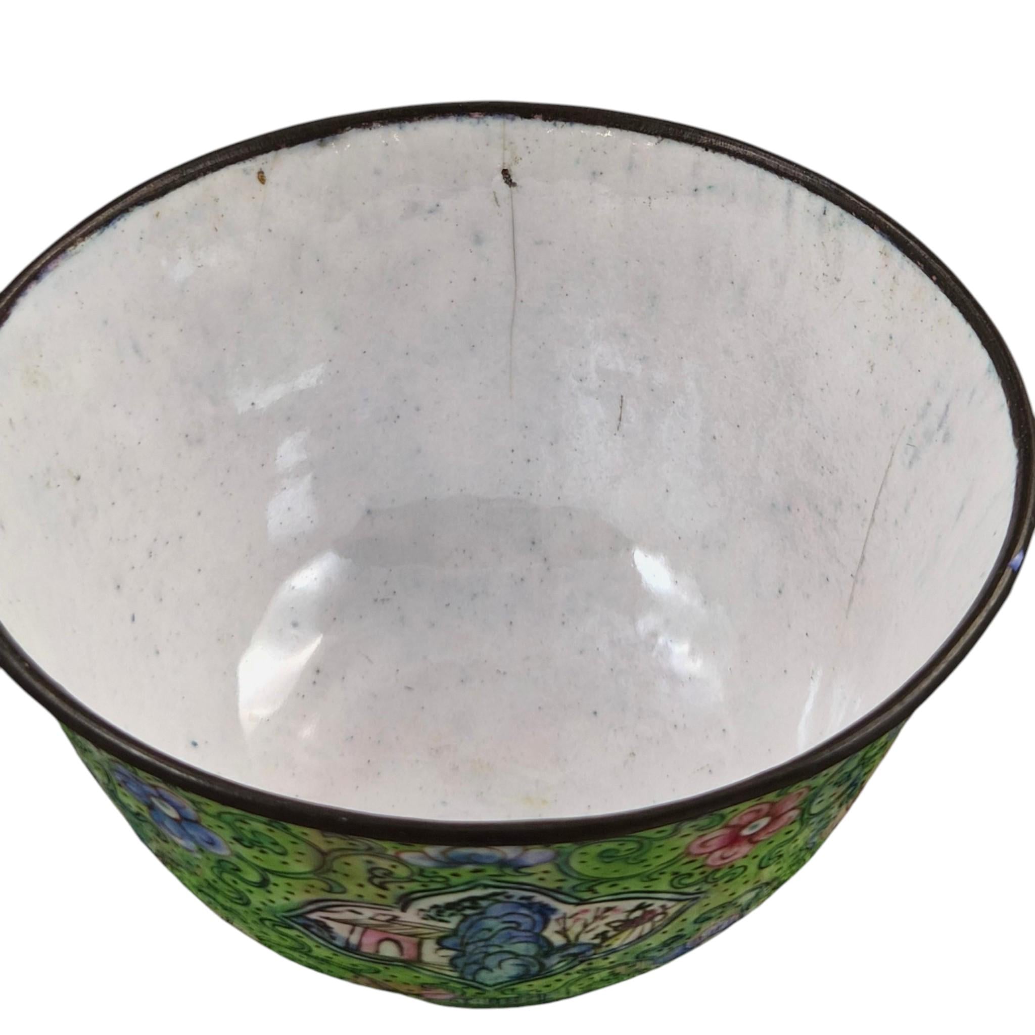 Antique Chinese Canton enamel gaiwan tea set, Qing dynasty, c. 1850–1860