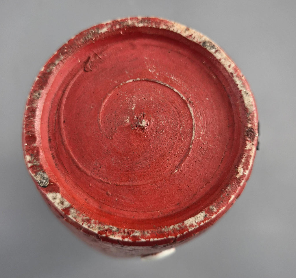 Japanese Sumida Gawa Vase Signed Ban-ni, Sage and Karako, Lavender Flambé, Meiji c.1900