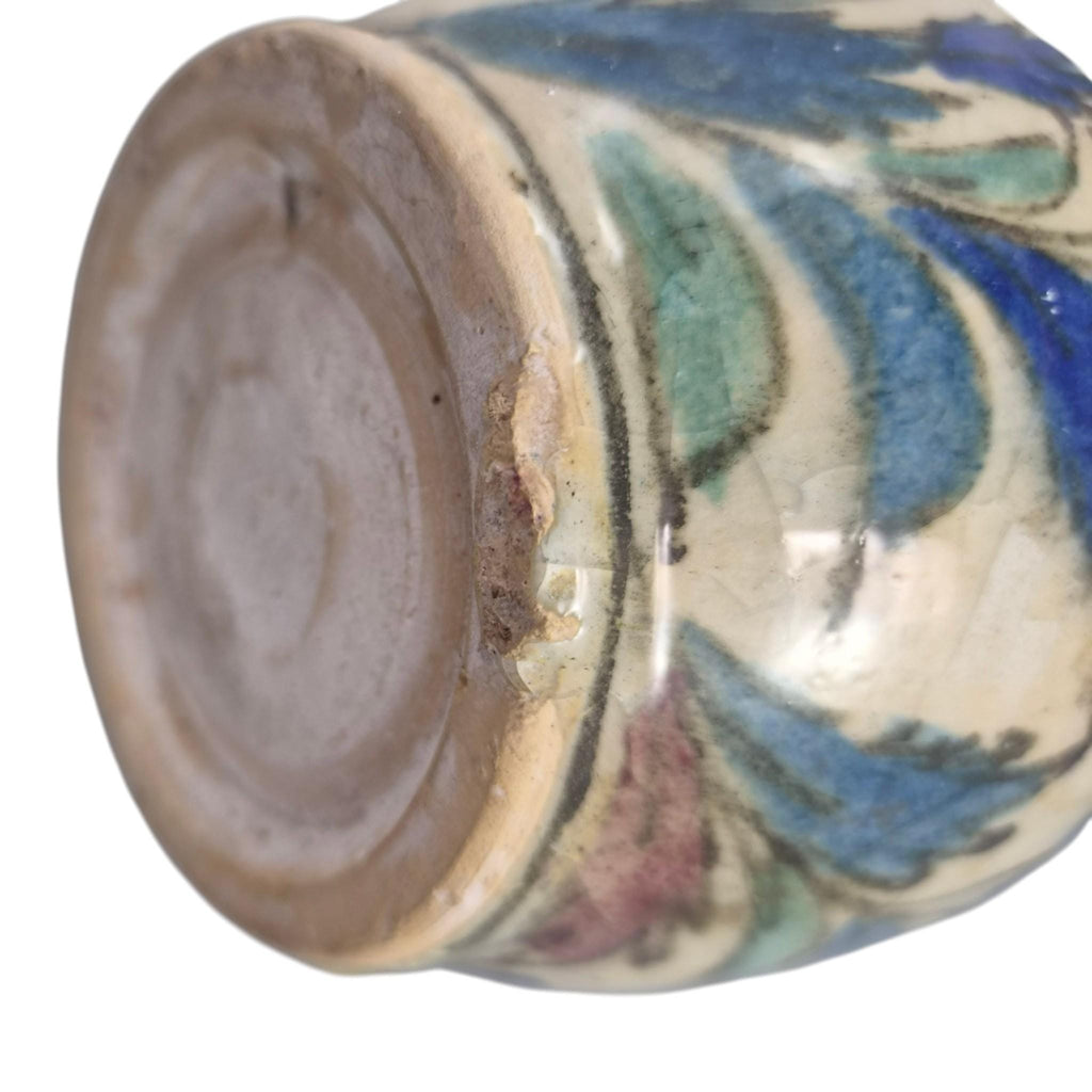 Rare Qajar Pottery Bottle Vase with Portrait Decoration, c.1850-1880