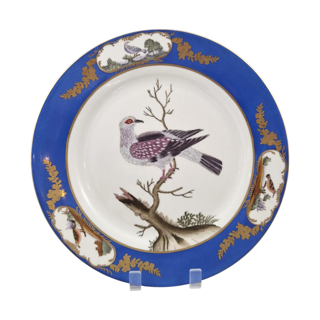 Chelsea House royal blue bird display plates set of four exotic bird porcelain wall plates c.1980s