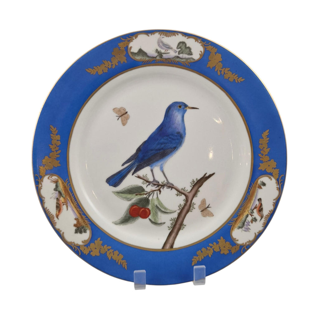 Chelsea House royal blue bird display plates set of four exotic bird porcelain wall plates c.1980s
