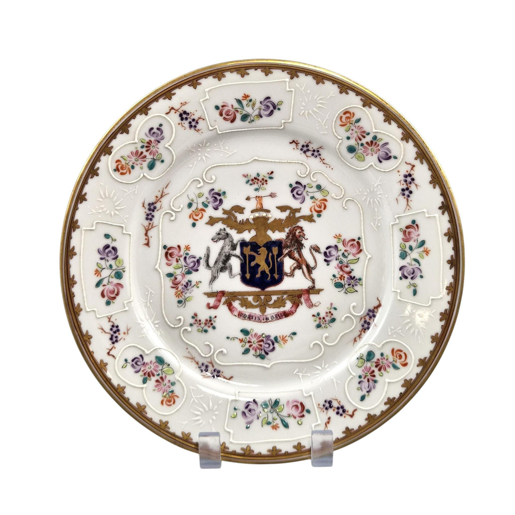 Edmé Samson Armorial Porcelain Plates Pair, Chinese Export Style, c.1890