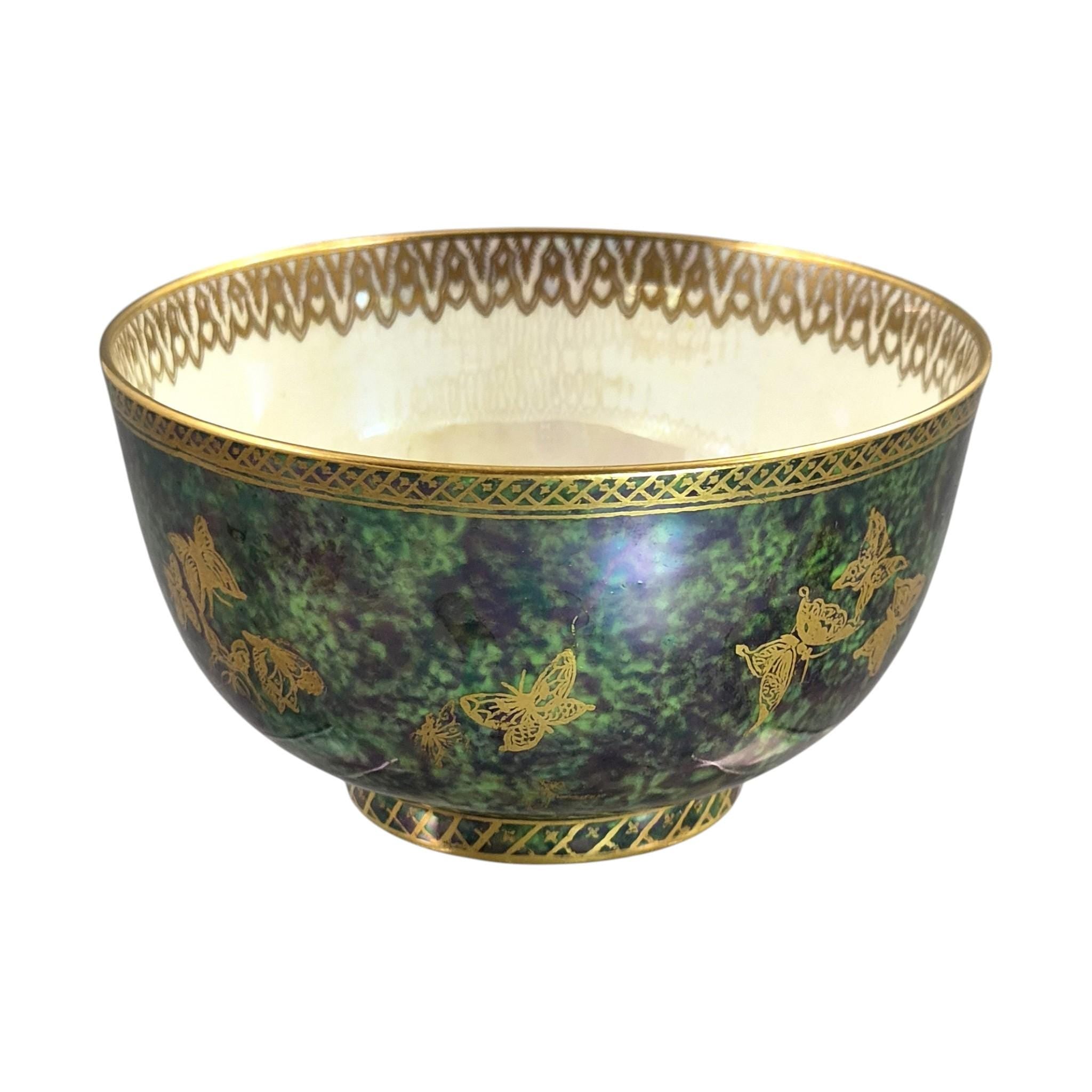 Daisy Makeig-Jones Wedgwood Fairyland Lustre green butterfly bowl c.1920