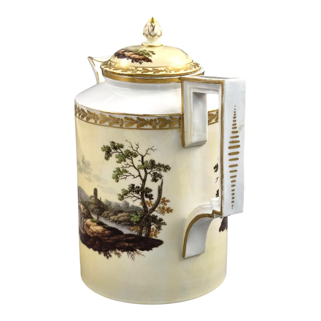 Furstenberg Porcelain Coffee Pot, Neoclassical Landscape Decoration, Germany c.1780-1790