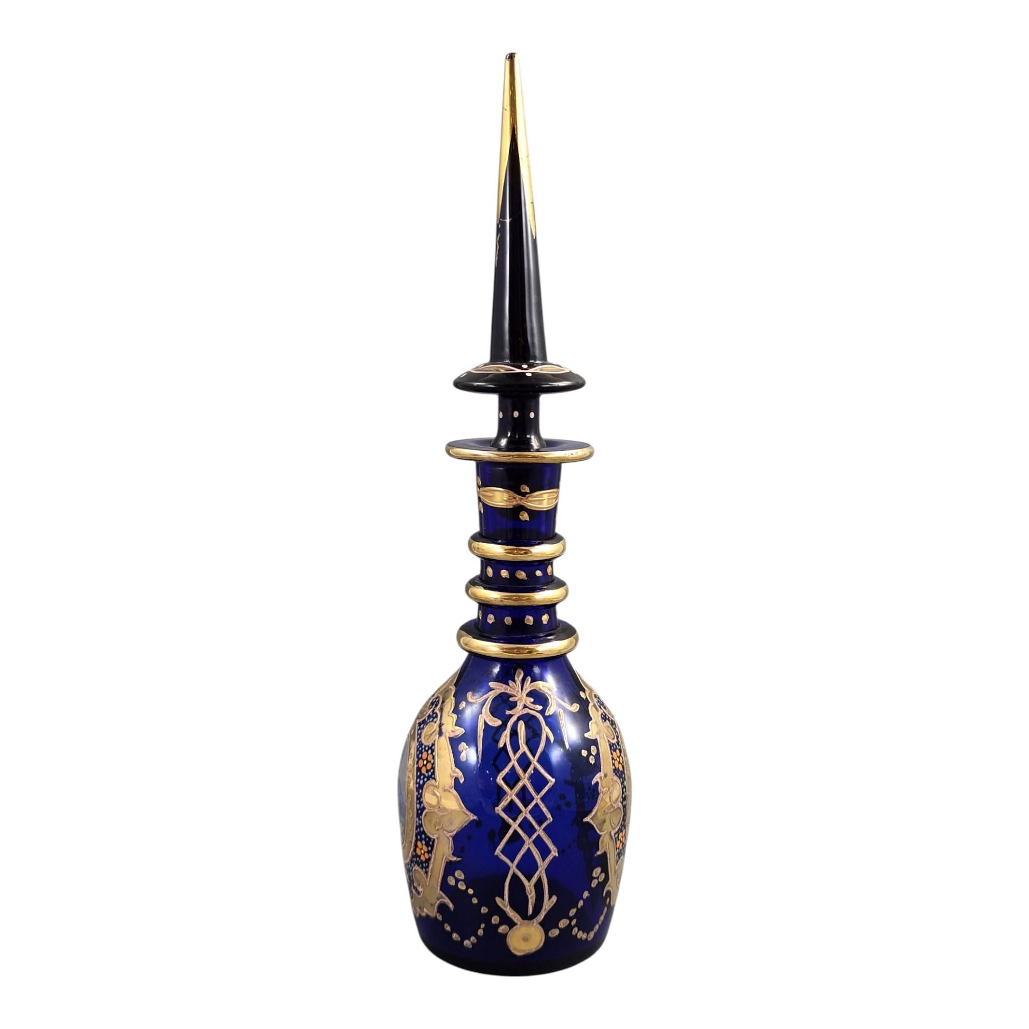 Antique Bohemian Cobalt Glass Decanter for the Qajar Market, c.1870-1890
