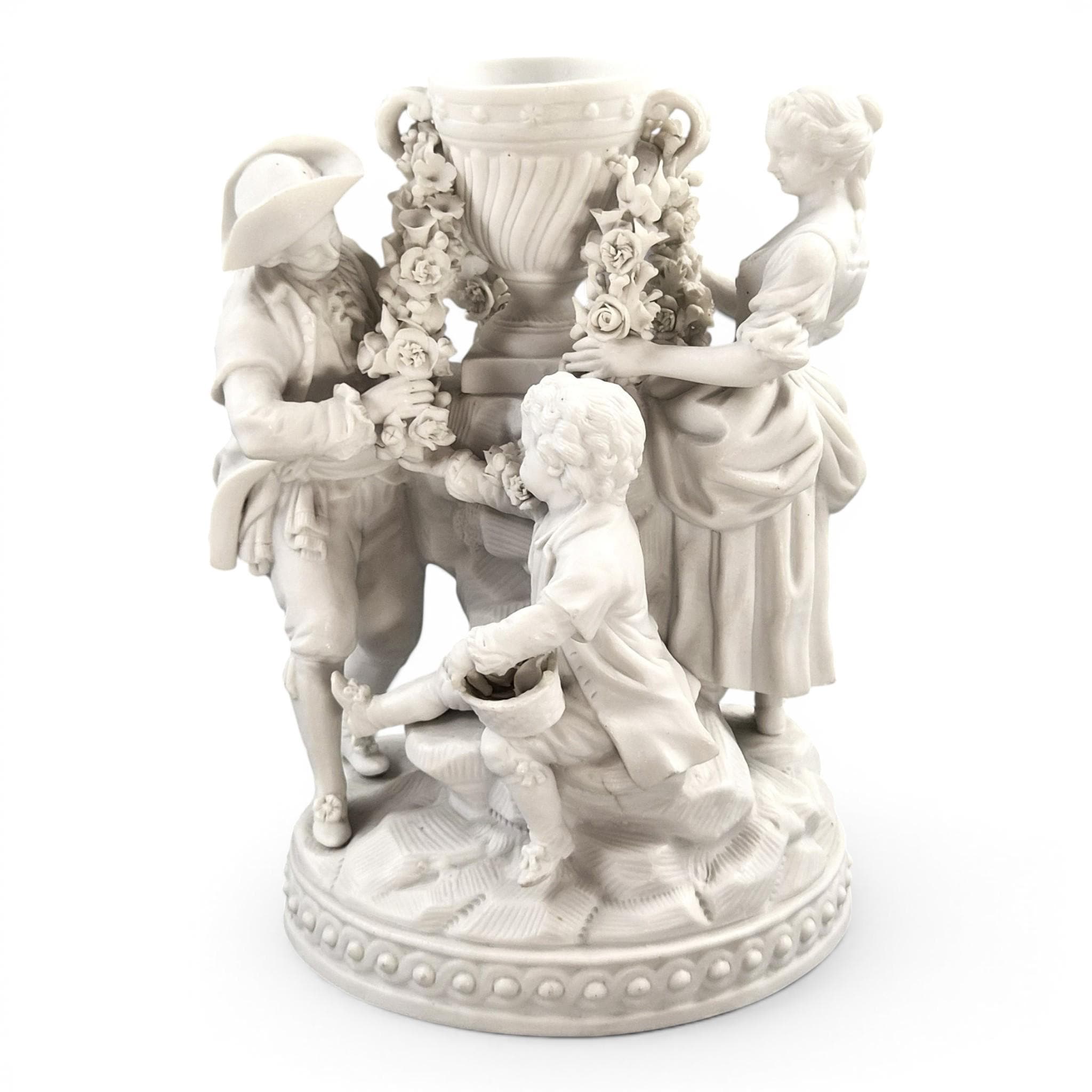 Rare Vieux Paris Biscuit Porcelain Group with Floral Garlands, c.1850-1870