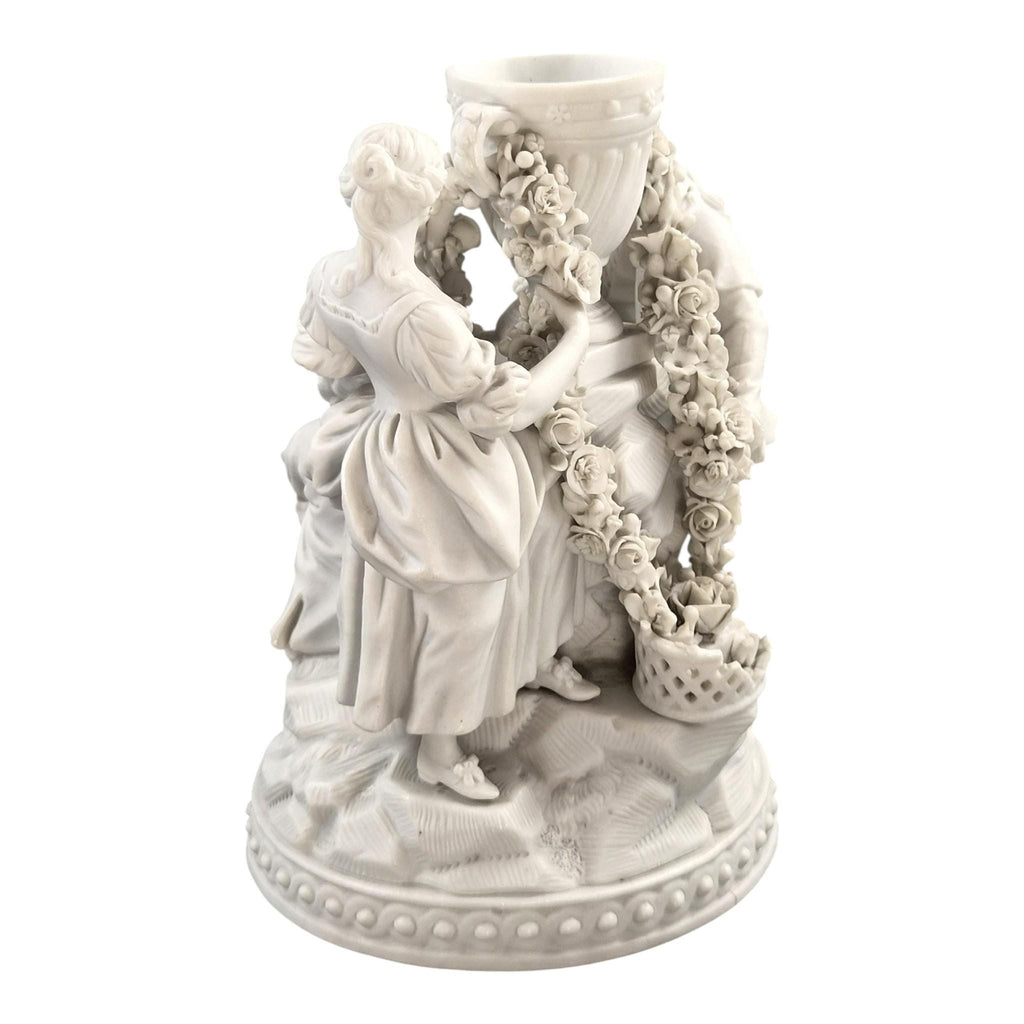 Rare Vieux Paris Biscuit Porcelain Group with Floral Garlands, c.1850-1870