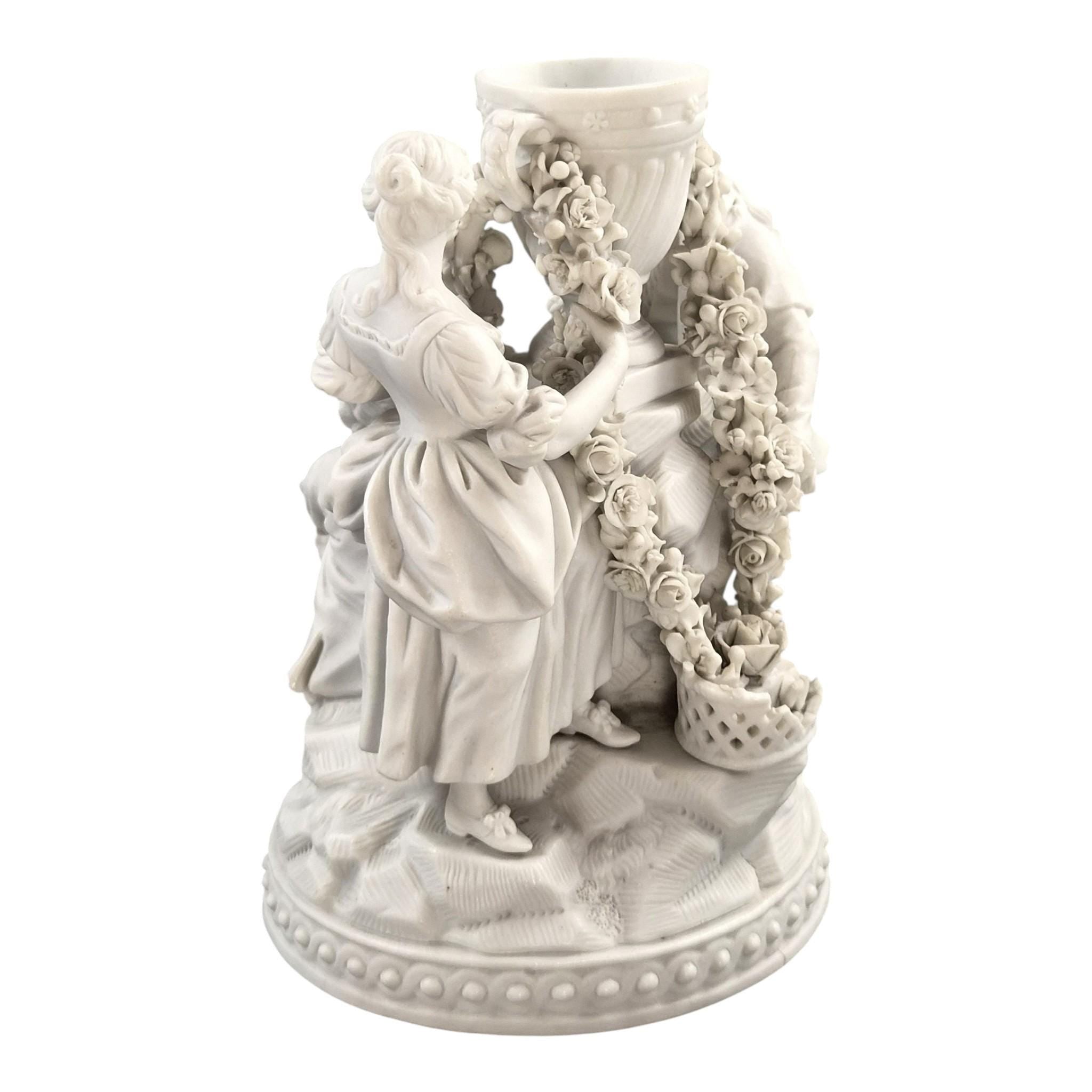 Rare Vieux Paris Biscuit Porcelain Group with Floral Garlands, c.1850-1870
