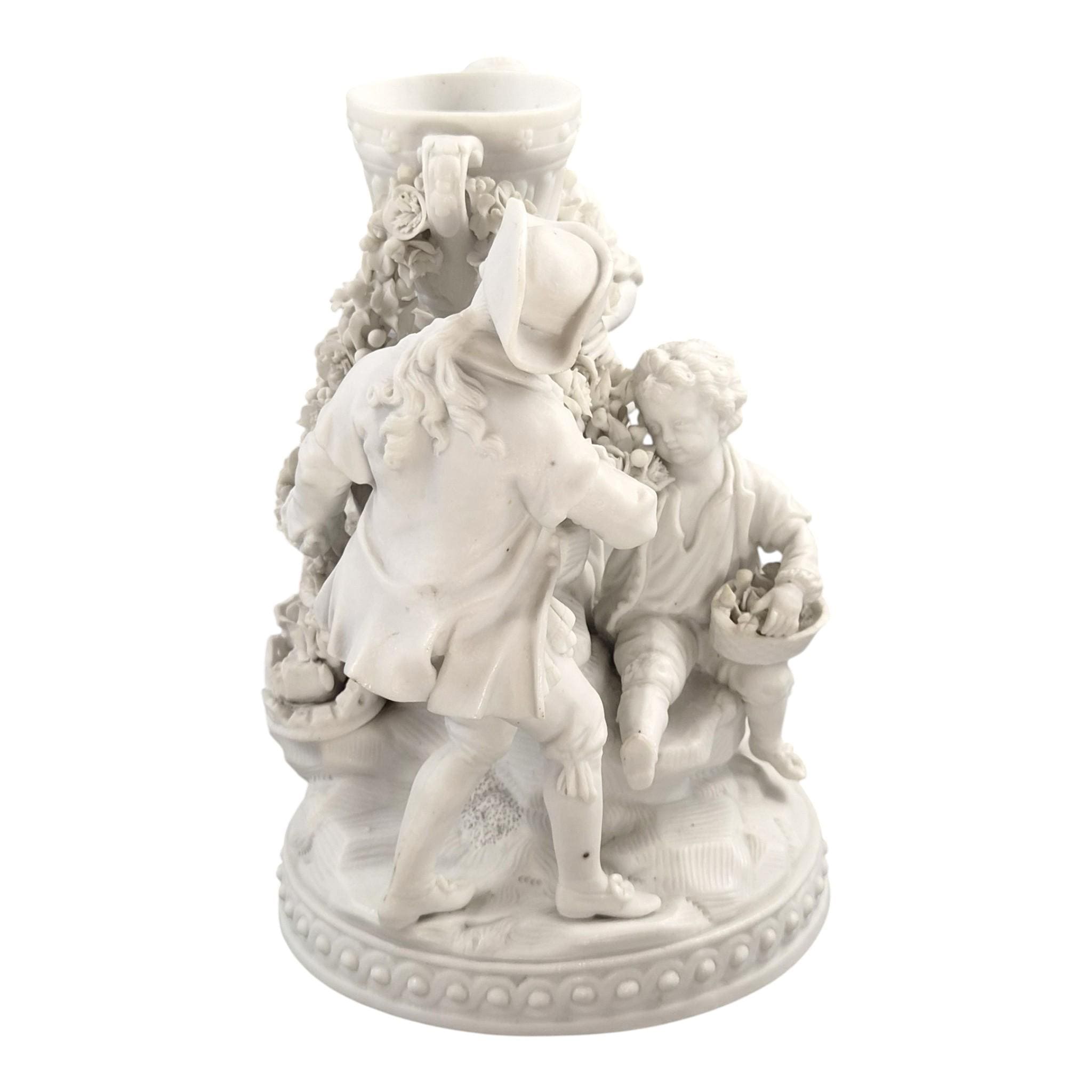 Rare Vieux Paris Biscuit Porcelain Group with Floral Garlands, c.1850-1870