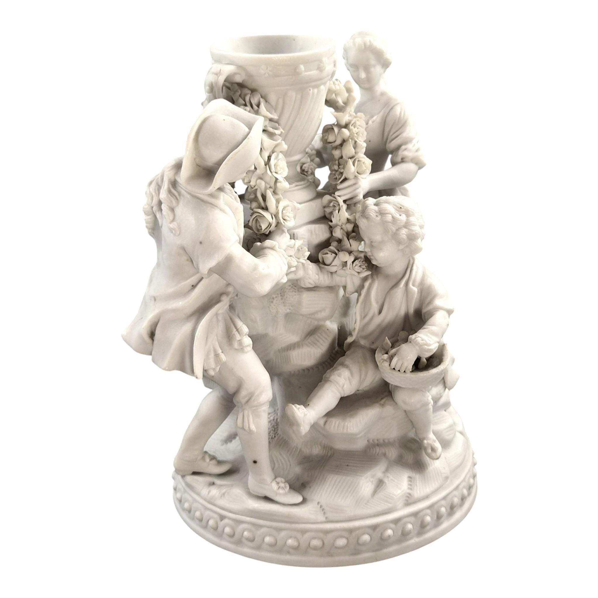 Rare Vieux Paris Biscuit Porcelain Group with Floral Garlands, c.1850-1870