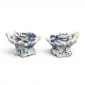 Rare Hirado Porcelain Chrysanthemum Inkwells Pair, Mikawachi Ware c.1850-1880