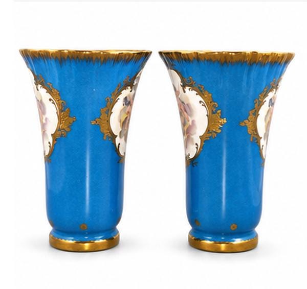 Antique Samson French Porcelain Vases, Bleu Céleste Sèvres Revival Pair, c.1860–1870