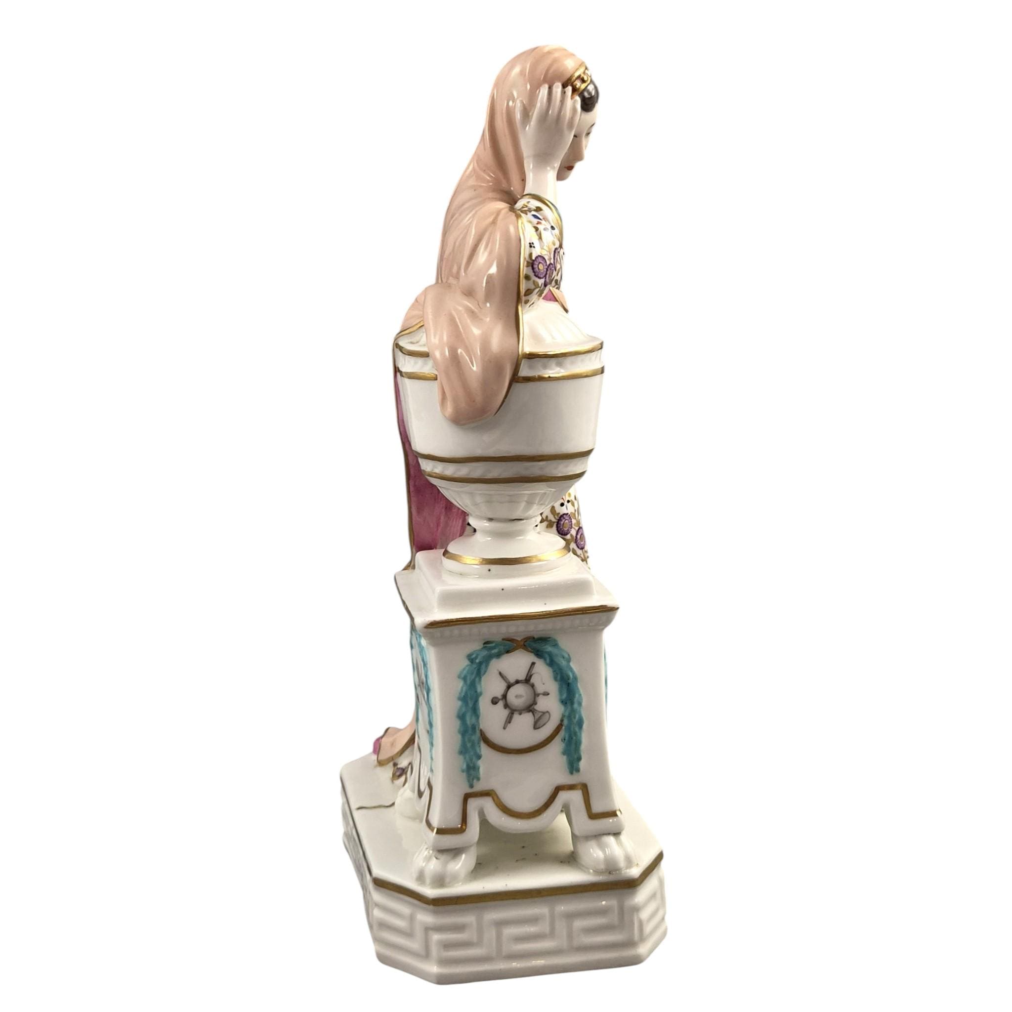 Rare Derby porcelain figure of Andromache weeping over Hector’s ashes, model 100, c.1778