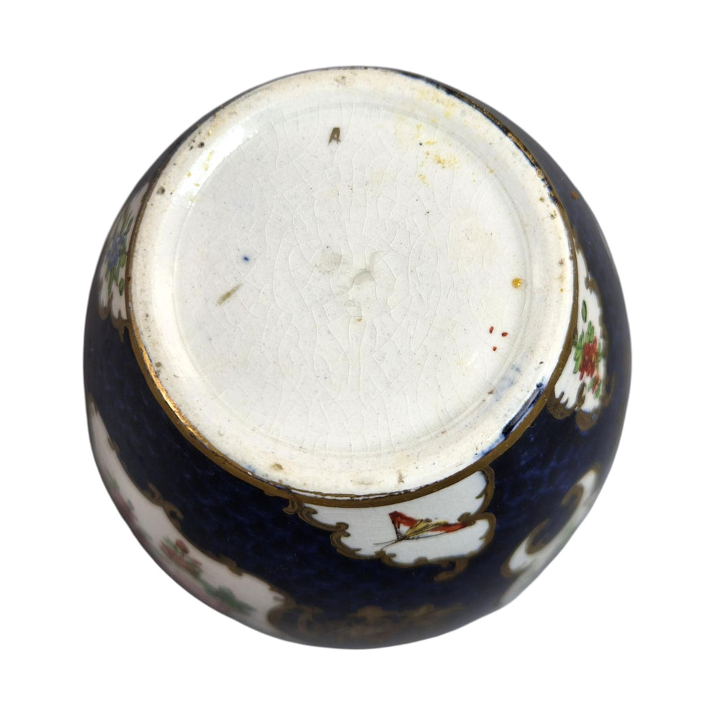 Booths Silicon China Covered Vase, Scale Blue Exotic Birds, c.1900