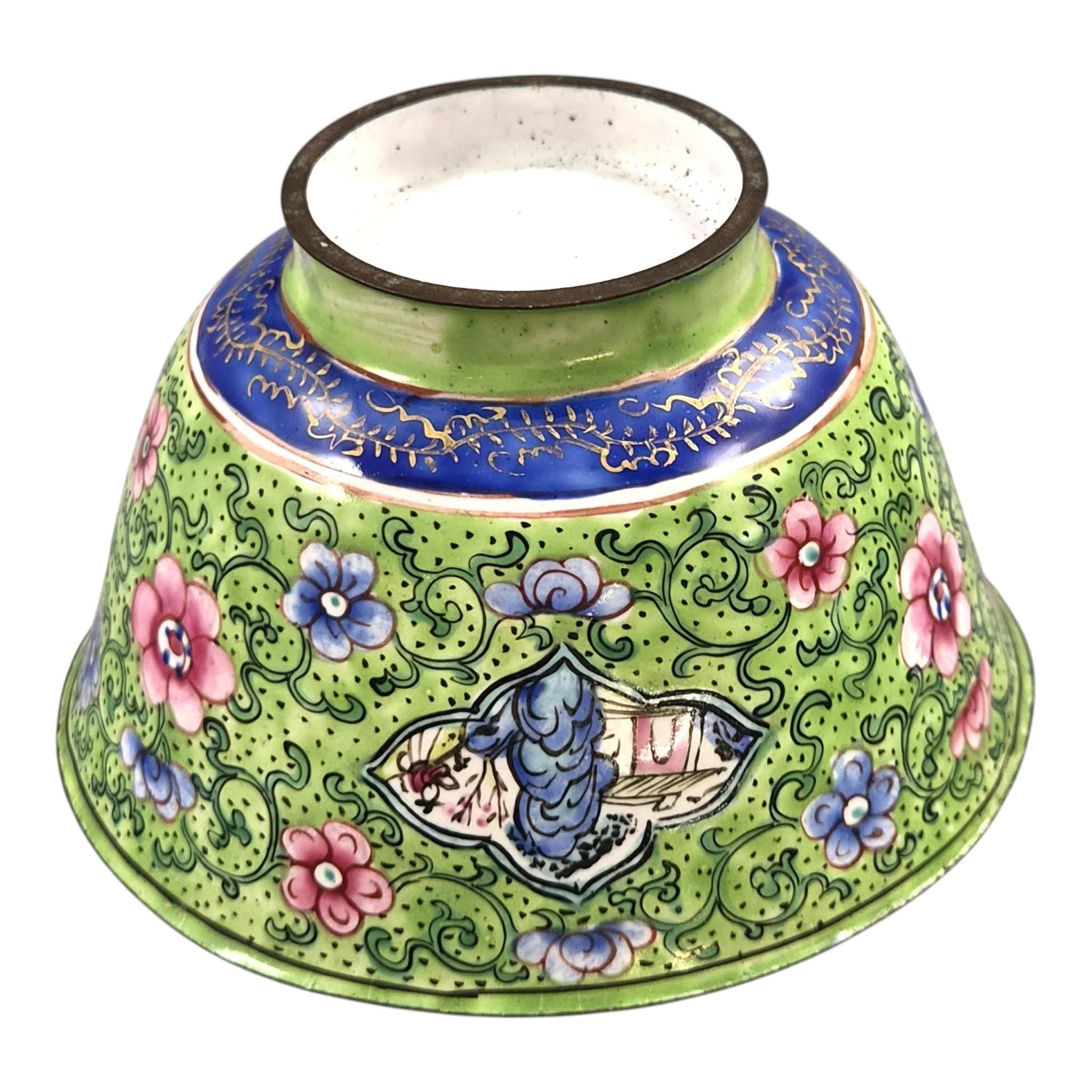 Antique Chinese Canton enamel gaiwan tea set, Qing dynasty, c. 1850–1860
