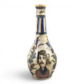 Rare Qajar Pottery Bottle Vase with Portrait Decoration, c.1850-1880