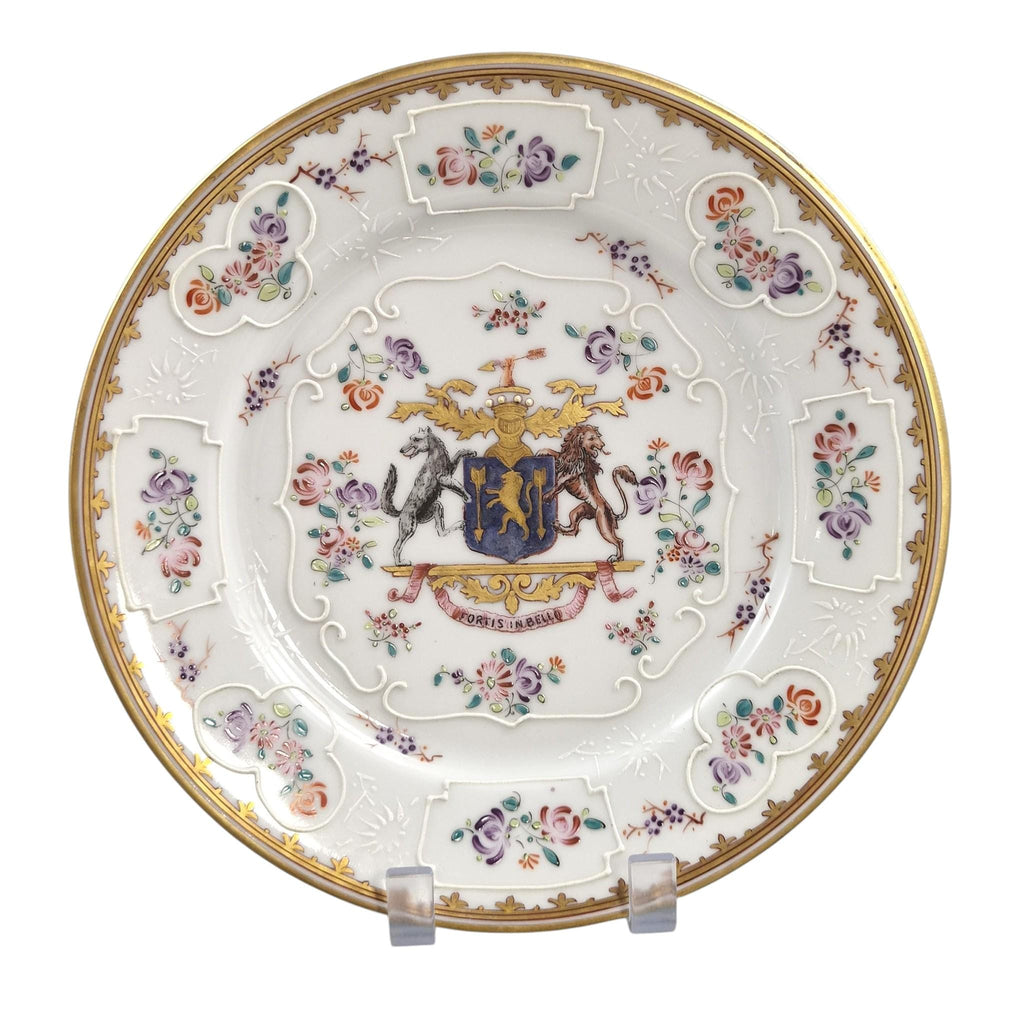 Edmé Samson Armorial Porcelain Plates Pair, Chinese Export Style, c.1890