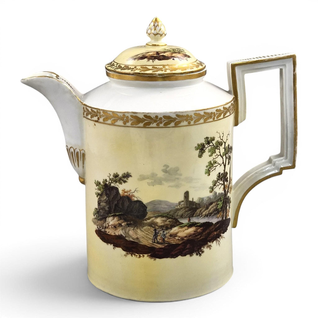Furstenberg Porcelain Coffee Pot, Neoclassical Landscape Decoration, Germany c.1780-1790