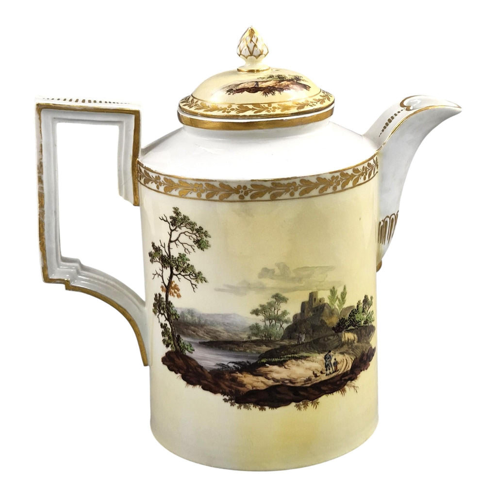 Furstenberg Porcelain Coffee Pot, Neoclassical Landscape Decoration, Germany c.1780-1790