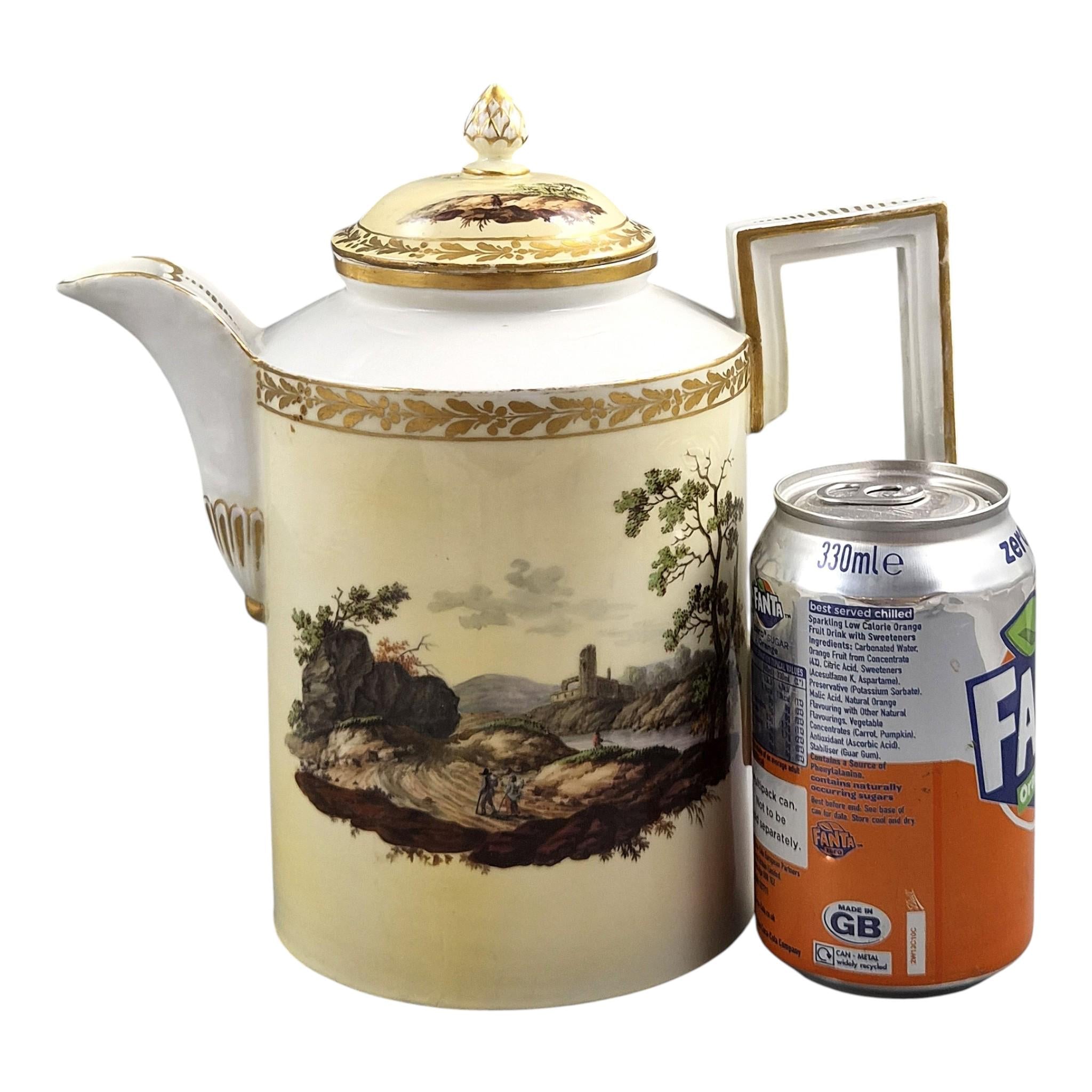 Furstenberg Porcelain Coffee Pot, Neoclassical Landscape Decoration, Germany c.1780-1790