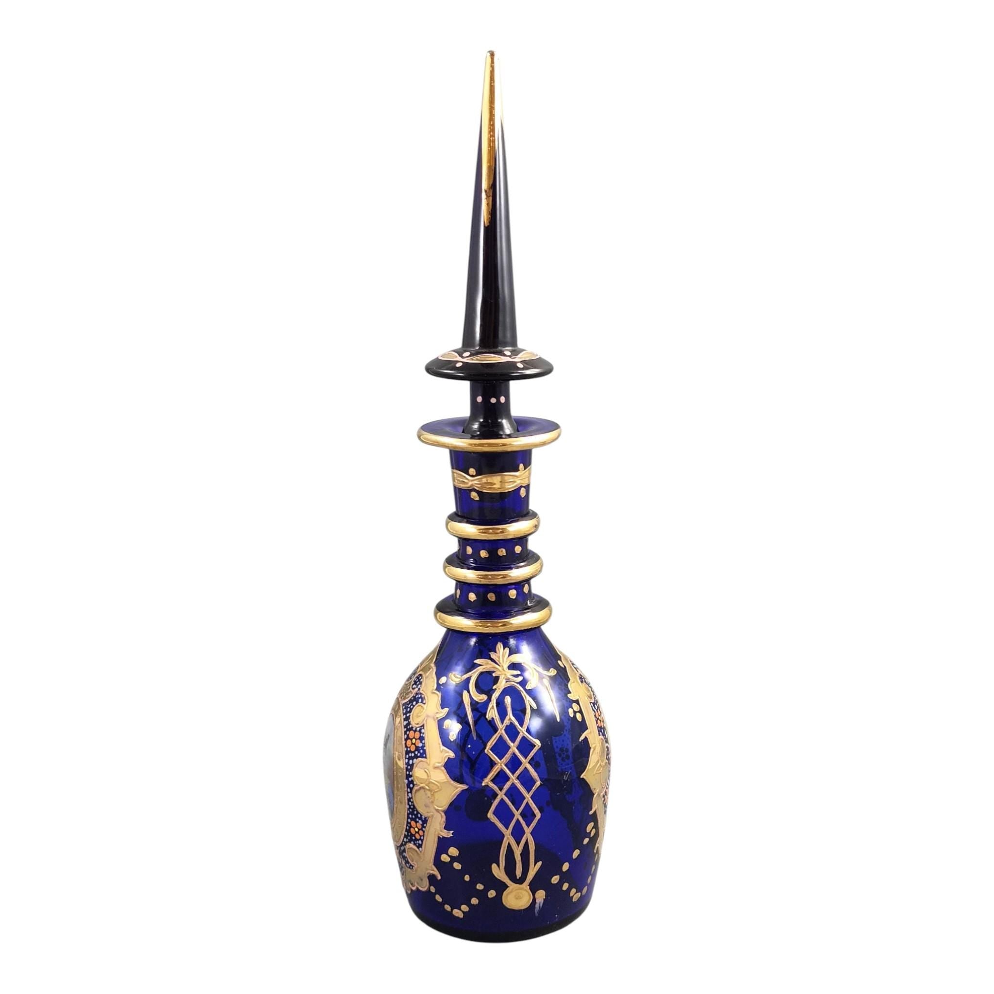 Antique Bohemian Cobalt Glass Decanter for the Qajar Market, c.1870-1890