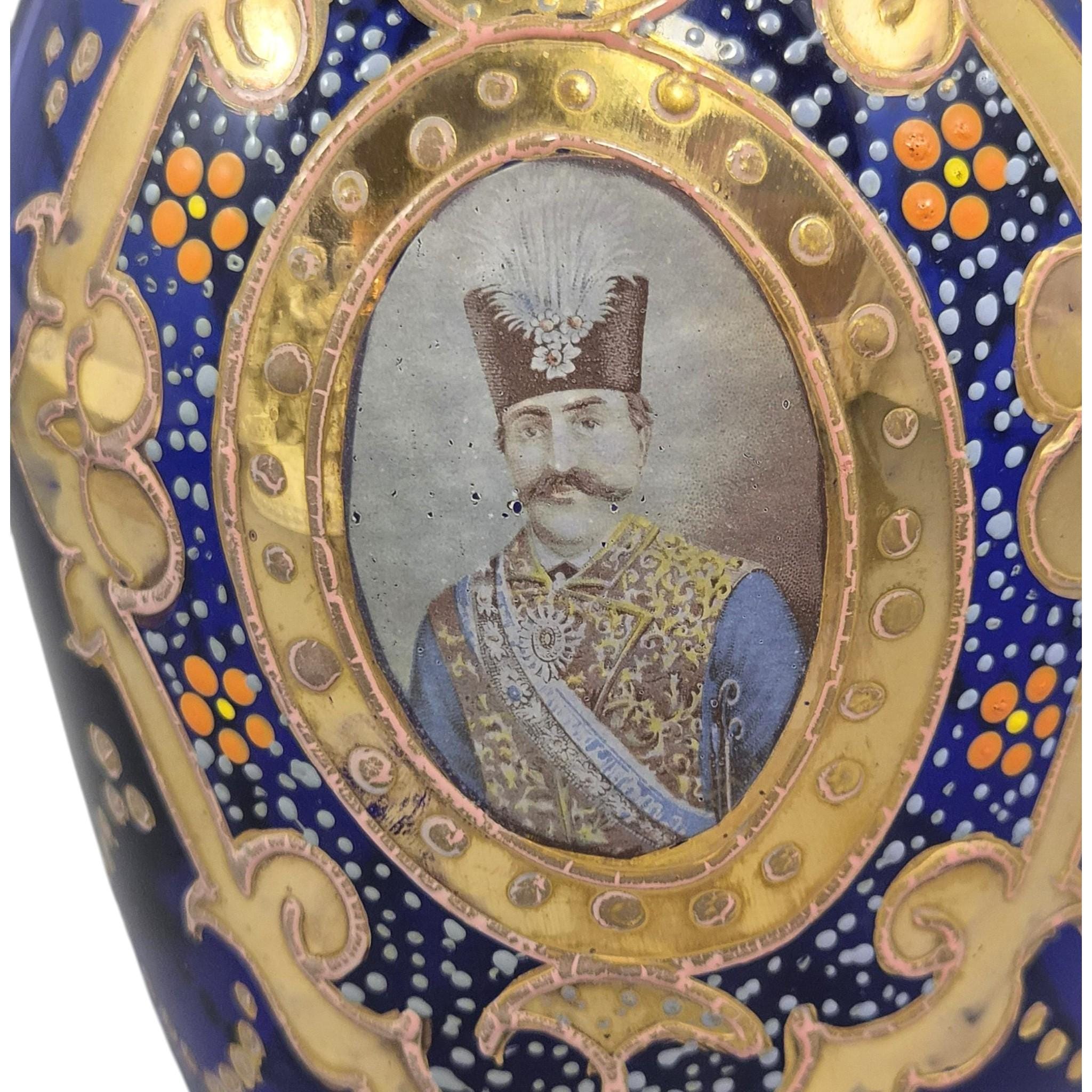 Antique Bohemian Cobalt Glass Decanter for the Qajar Market, c.1870-1890
