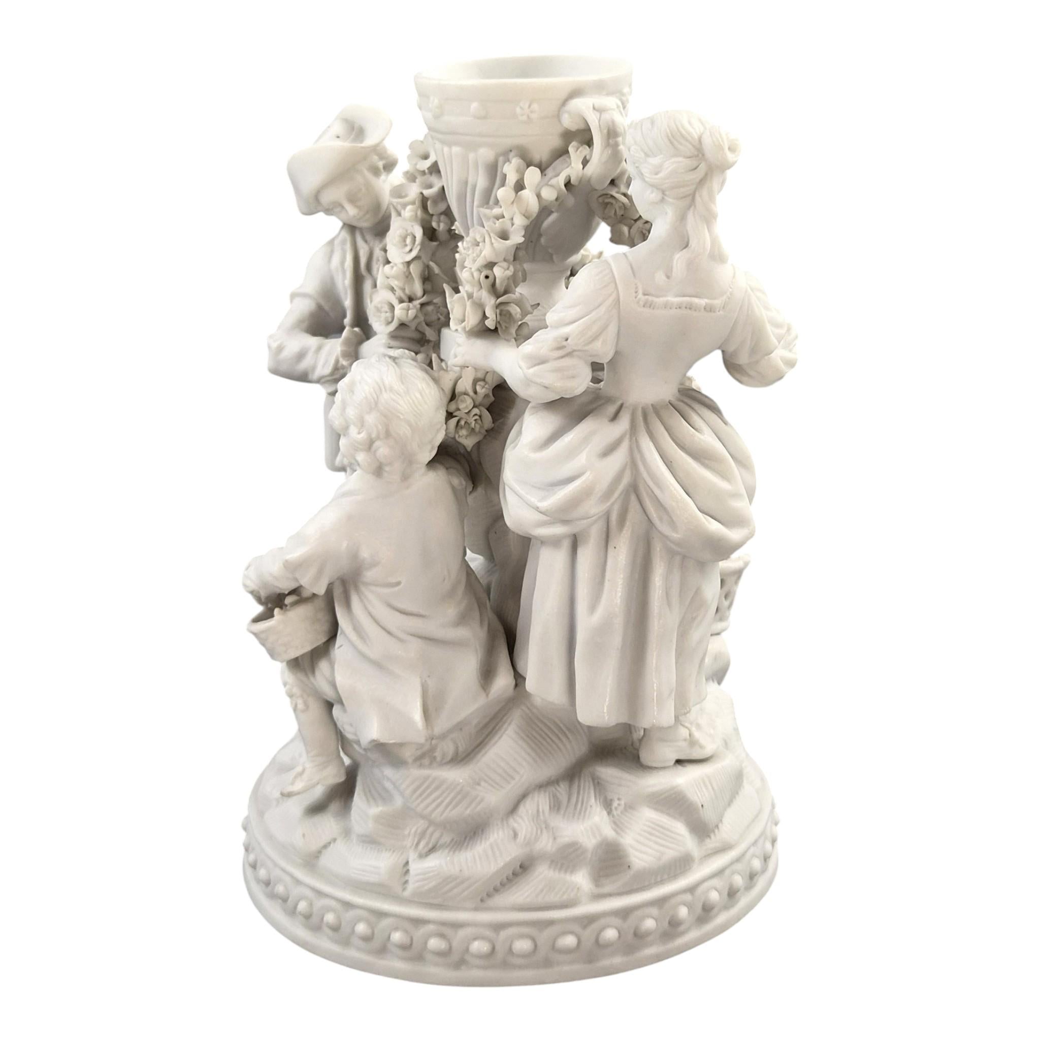 Rare Vieux Paris Biscuit Porcelain Group with Floral Garlands, c.1850-1870