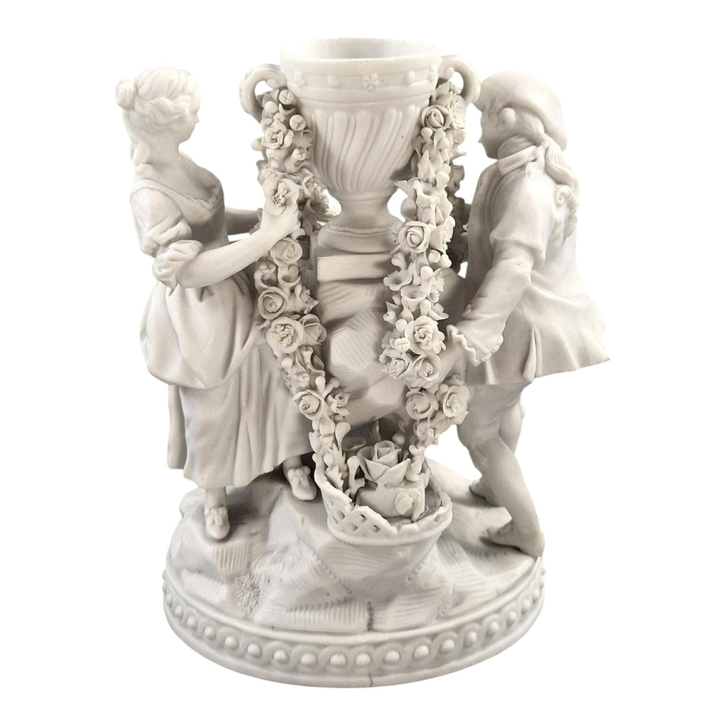 Rare Vieux Paris Biscuit Porcelain Group with Floral Garlands, c.1850-1870