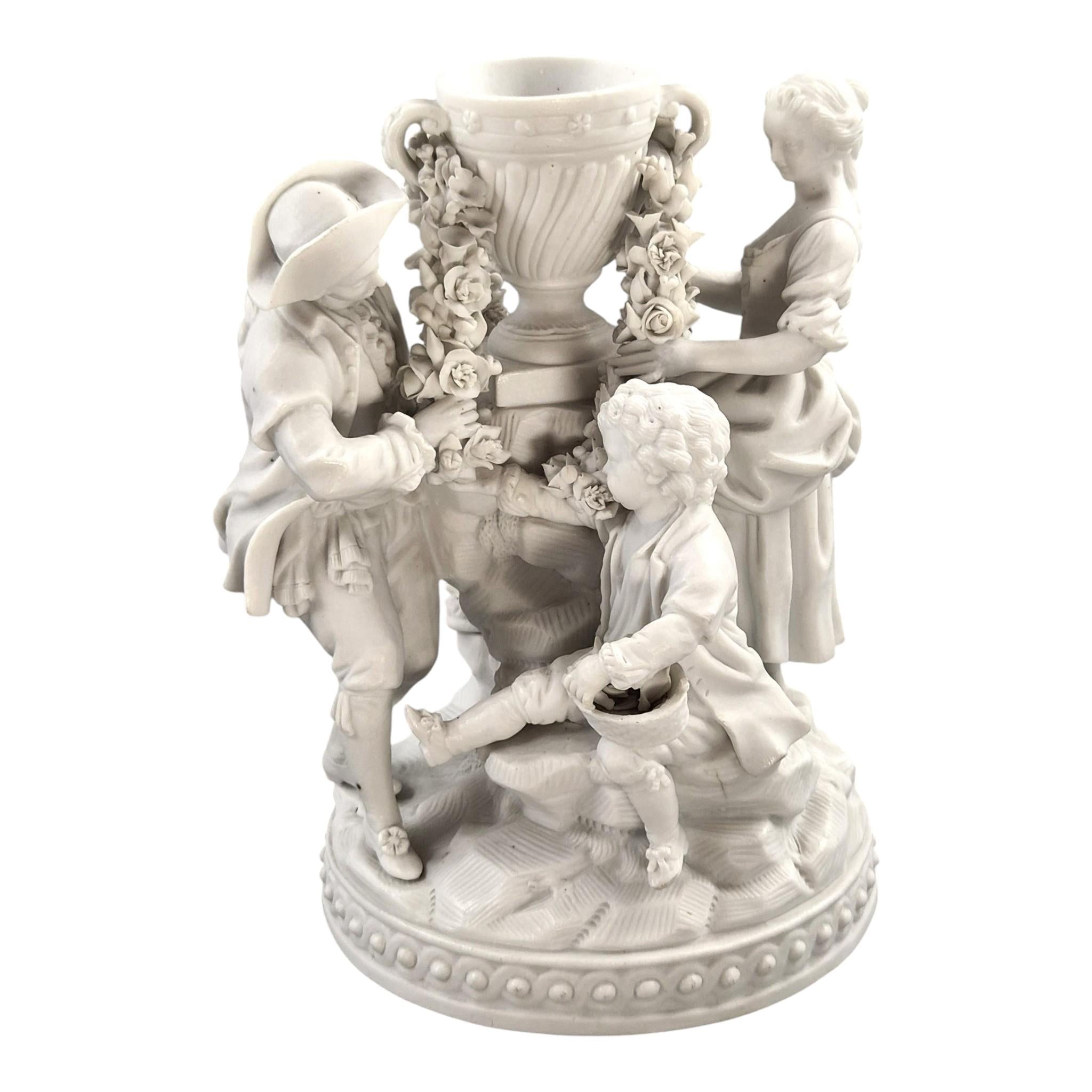 Rare Vieux Paris Biscuit Porcelain Group with Floral Garlands, c.1850-1870