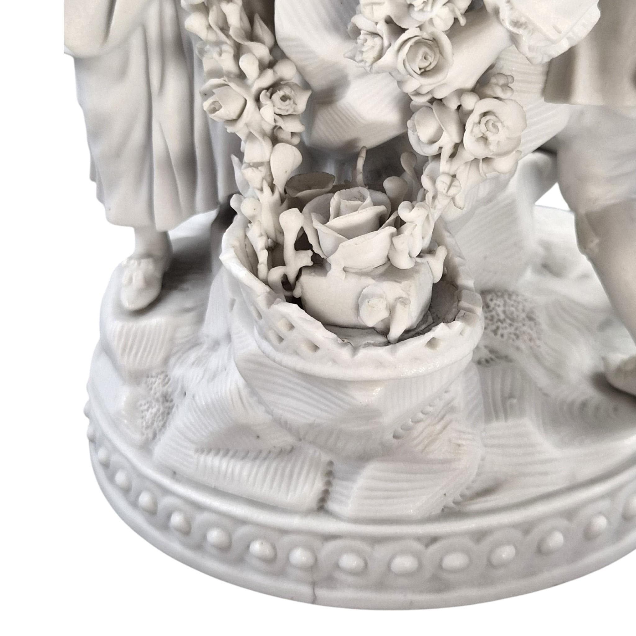 Rare Vieux Paris Biscuit Porcelain Group with Floral Garlands, c.1850-1870