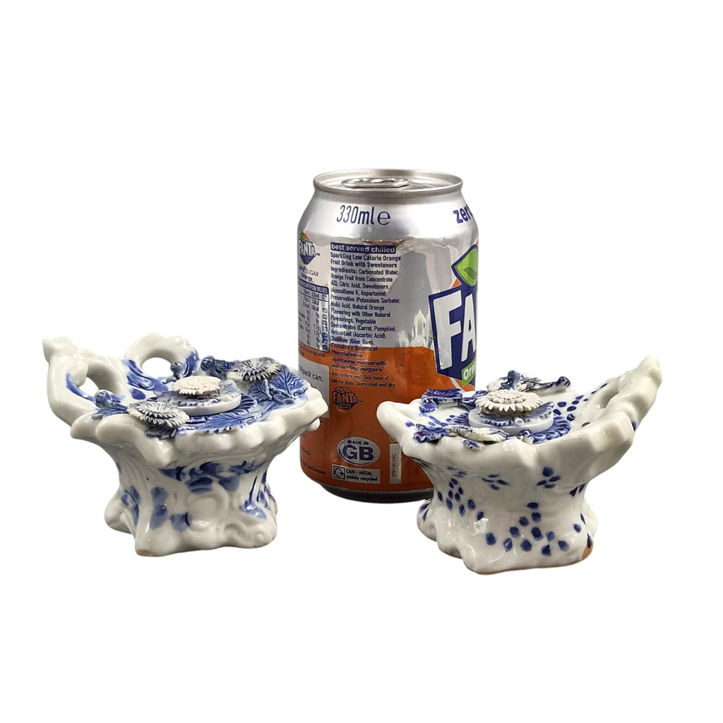 Rare Hirado Porcelain Chrysanthemum Inkwells Pair, Mikawachi Ware c.1850-1880