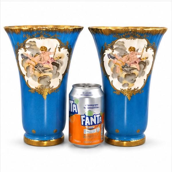 Antique Samson French Porcelain Vases, Bleu Céleste Sèvres Revival Pair, c.1860–1870