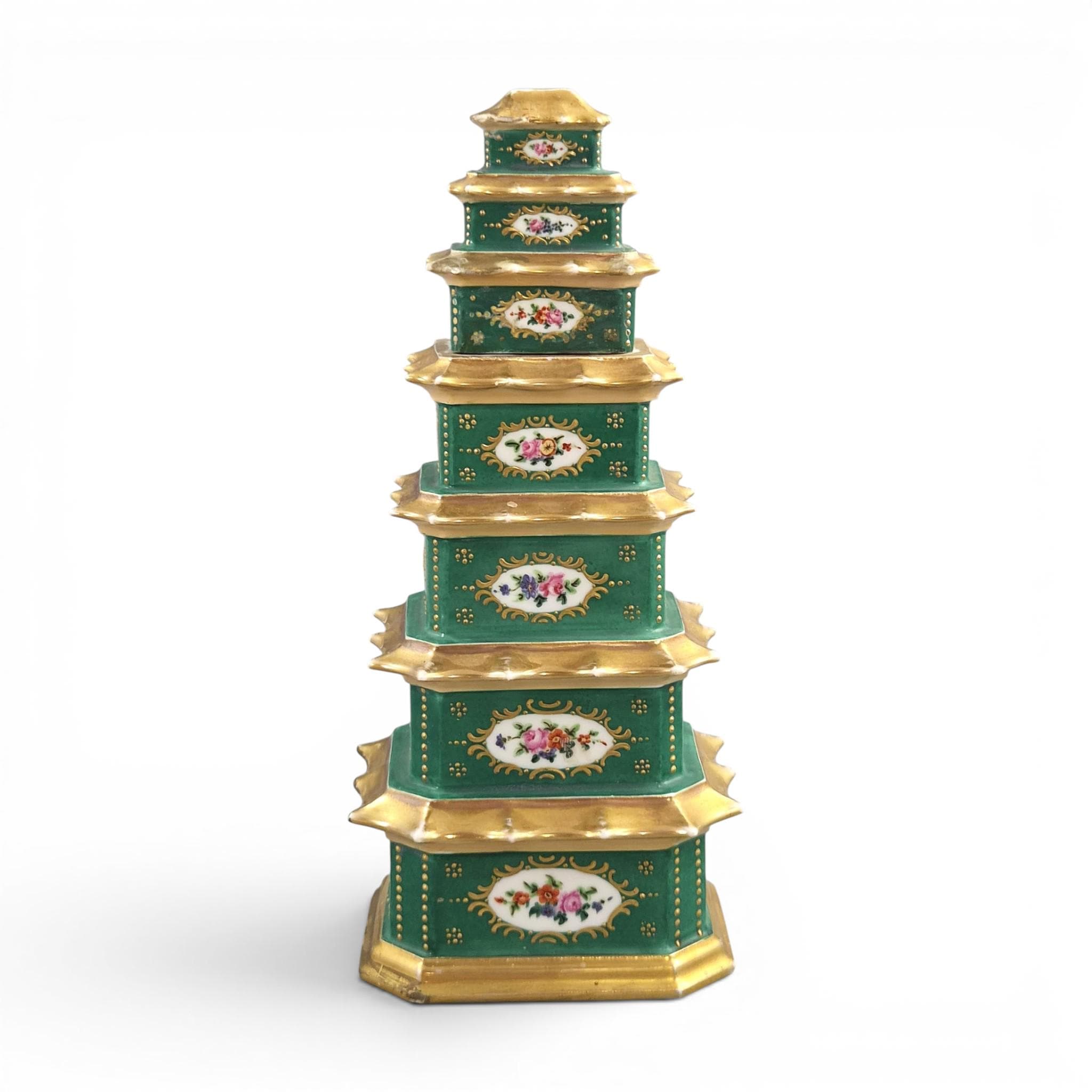 Rare Jacob Petit Porcelain Pagoda Perfume Bottle c.1835-1845